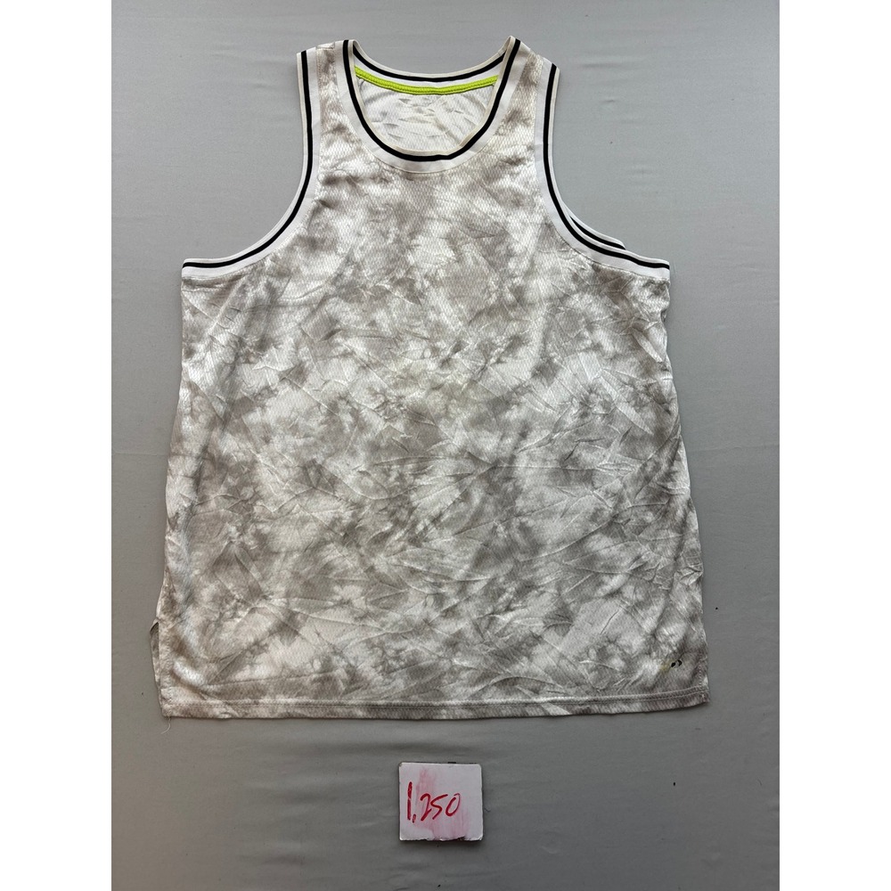 Mens Grey White Tie Dye Mesh Athletic Tank Top Basketball Jersey Style XL